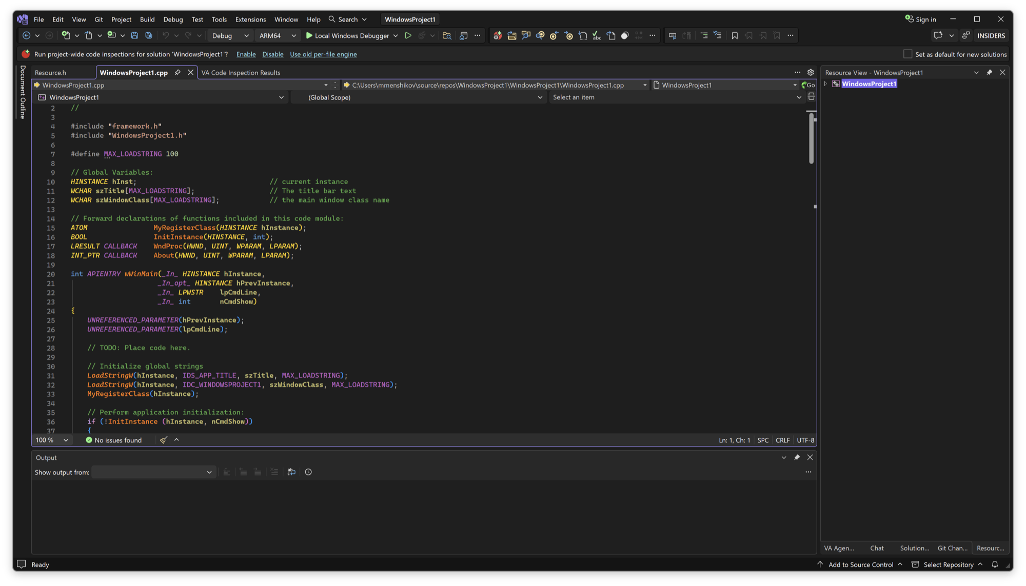 Visual Studio with a C++ project