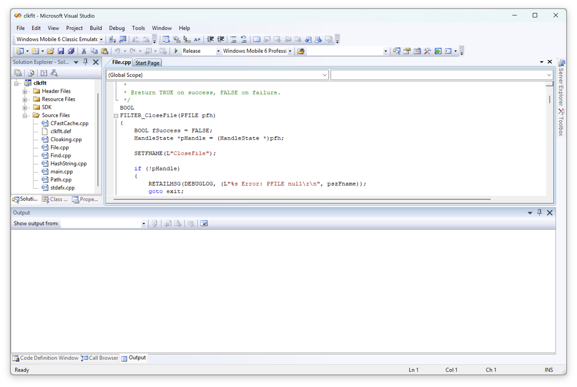 Visual Studio with a Windows Mobile 6 C++ project